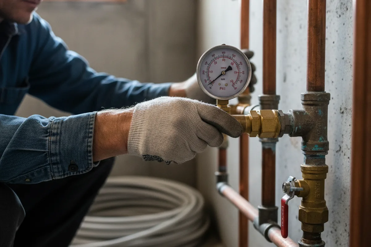 Pressure testing a repaired line during Water Line Repair in Sedona